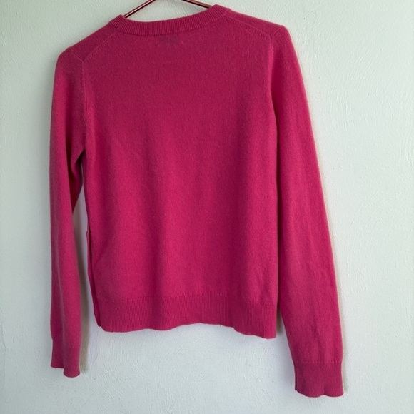 100% Cashmere Crew Neck Sweater Side Buttons Fuchsia Magenta Hot Pink Preppy XS - Picture 4 of 11